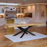 Amelia Pale Oak Wood Dining Table - Extendable - Black Legs - Laura James 