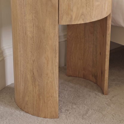 Asha 60cm 1 Drawer Bedside Table - Almond Brown Mango Wood