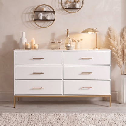 Marie 6 Drawer Chest of Drawers - White