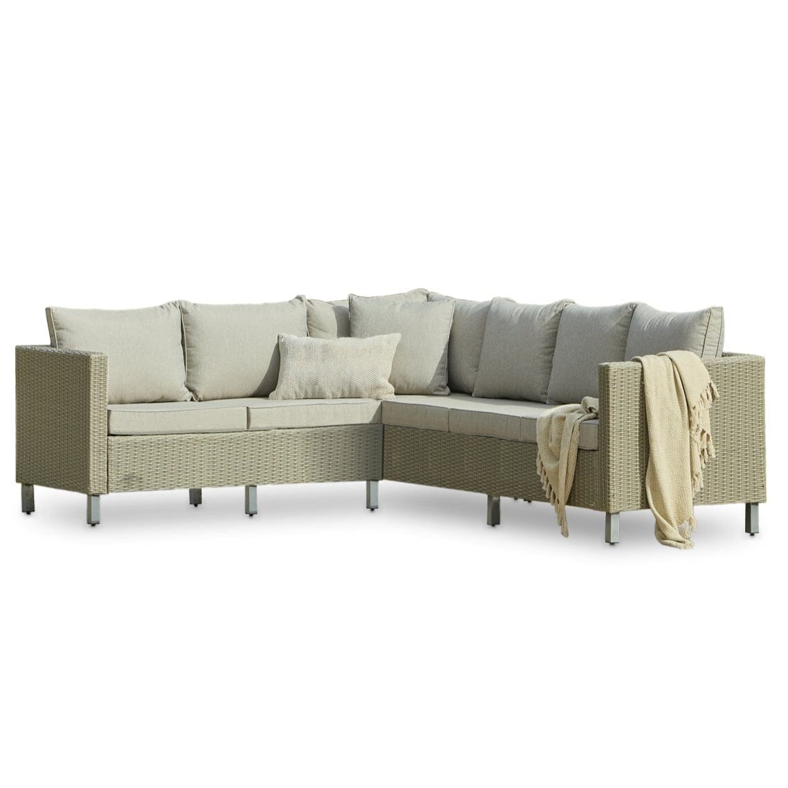 Aria 5 Seater Rattan Garden Sofa with Rising Table - Light Grey
