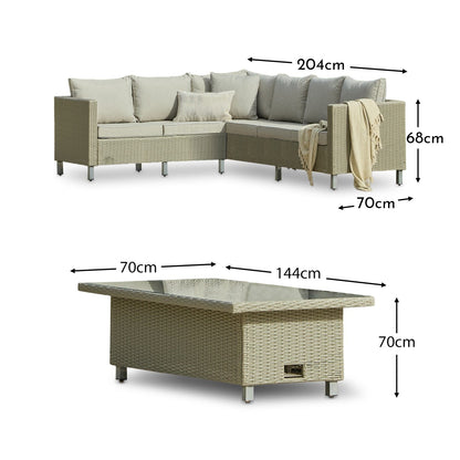 Aria 5 Seater Rattan Garden Sofa with Rising Table - Light Grey