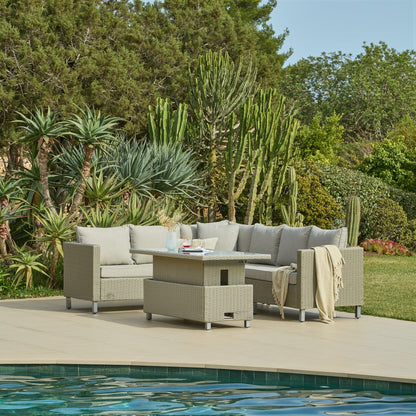 Aria Corner Rattan Sofa Set with Rising Table - Laura James 
