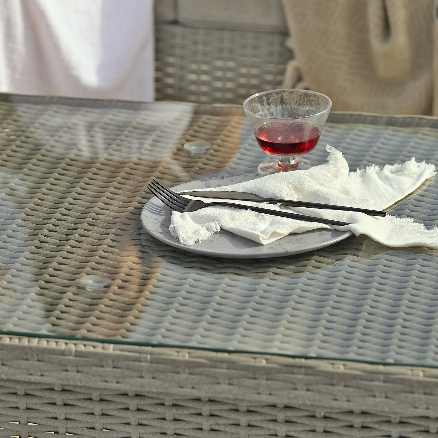 Aria Corner Rattan Sofa Set with Rising Table - Laura James 