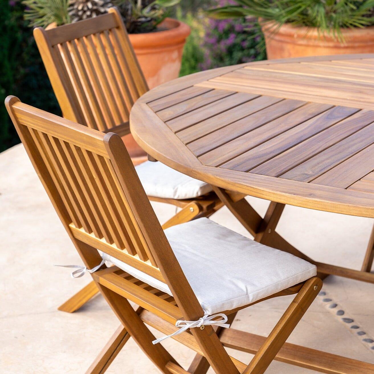 Ashby 4 Seater Wooden Round Folding Garden Dining Table - 100cm