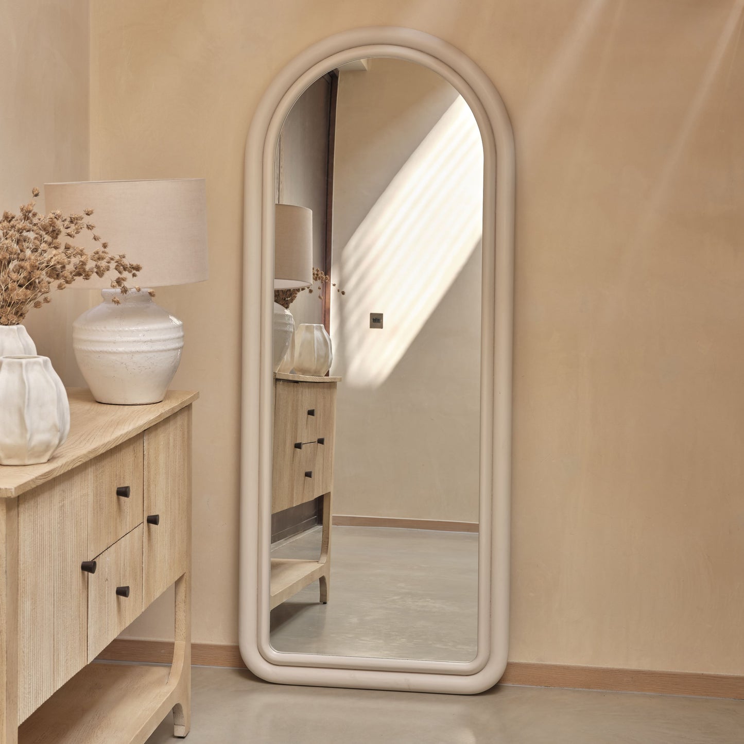 Ashridge 170x70cm Arch Long Wall Mirror - Oatmeal - Laura James 