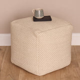 Atcham Clay/Natural Wool & Cotton Ottoman Stool - Laura James