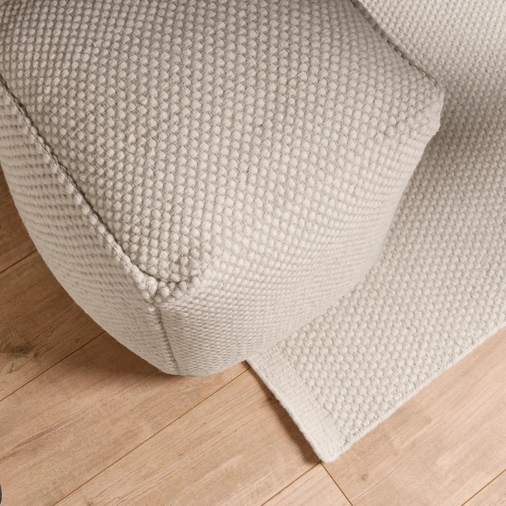 Atcham Clay/Natural Wool & Cotton Ottoman Stool - 45cm X 45cm - Laura James 