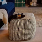 Atcham Wool & Cotton Ottoman Stool - Black/Natural
