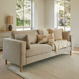 Emily Beige 3 Seater Sofa with Pale Oak Legs - Laura James
