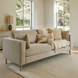 Emily 3 Seater Sofa - Soft Beige with Whitewash Oak Legs - Laura James 