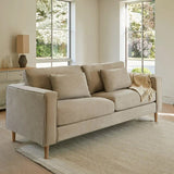 Emily 3 Seater Sofa - Soft Beige with Whitewash Oak Legs