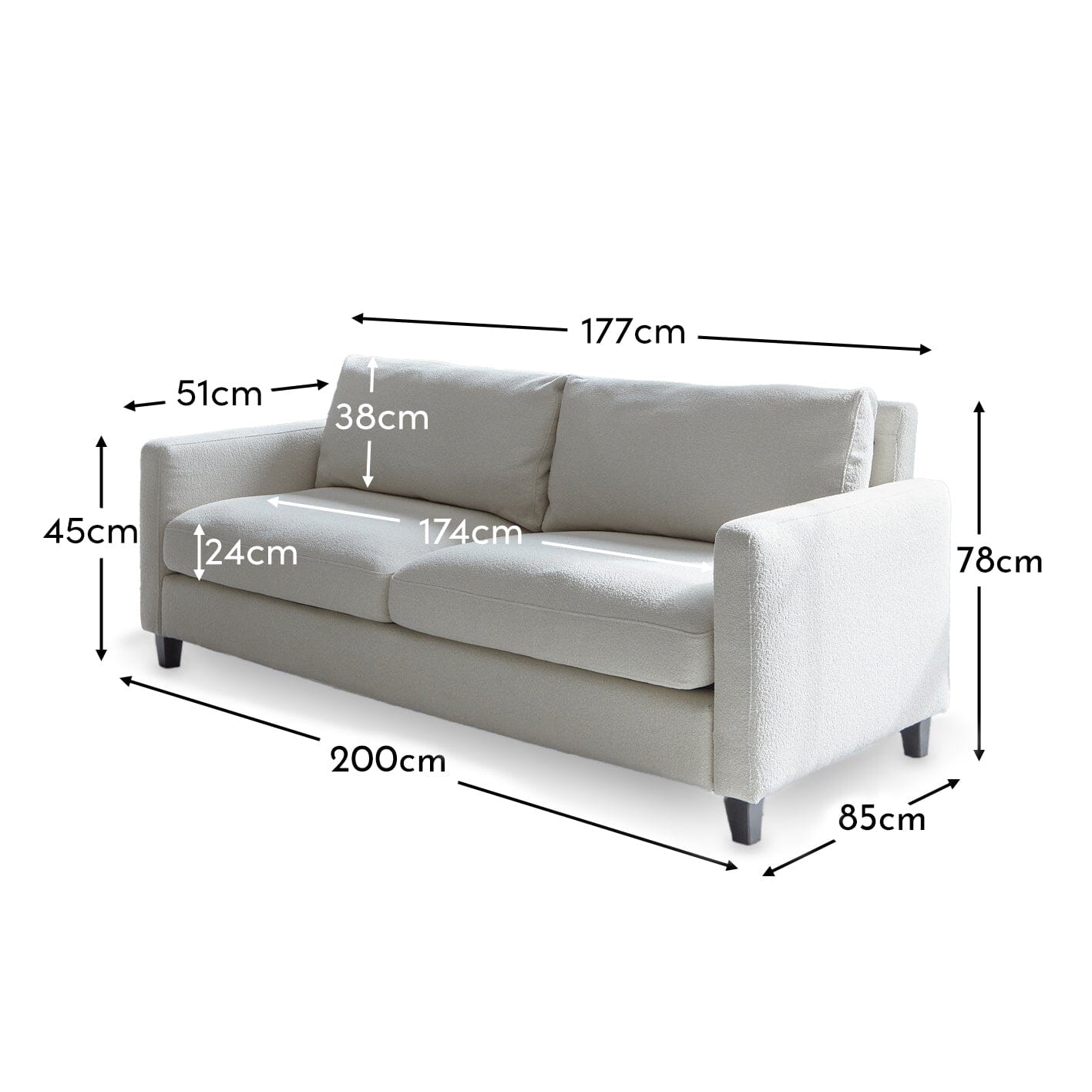 Ava Beige Boucle 3 Seater Sofa - Laura James