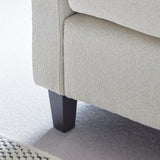 Outlet - Ava Light Beige Boucle Armchair - Black Oak Legs