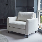 Outlet - Ava Light Beige Boucle Armchair - Black Oak Legs