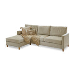 Ava Left Chaise Corner Sofa - Sand with Pale Oak Legs