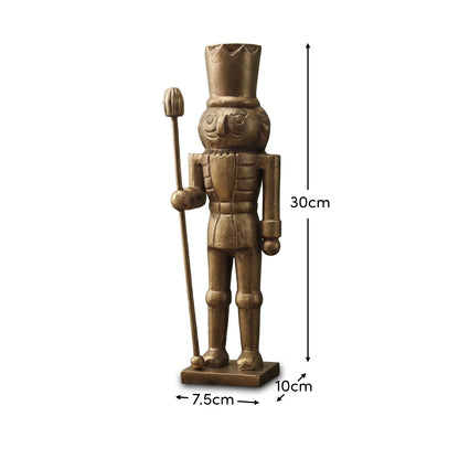 Aarhus 30cm Metal Nutcracker Ornament - Heritage Gold