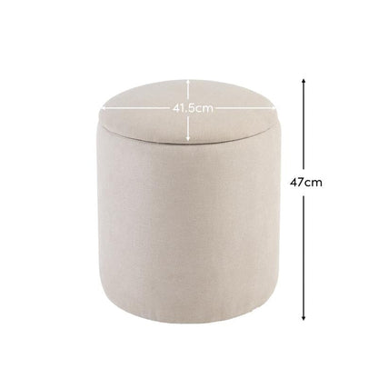 Abigail Storage Pouffe/Footstool - Soft Beige - Laura James