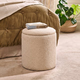 Abigail Storage Pouffe/Footstool - Light Beige Boucle - Laura James 