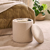 Abigail Storage Pouffe/Footstool - Light Beige Boucle - Laura James 