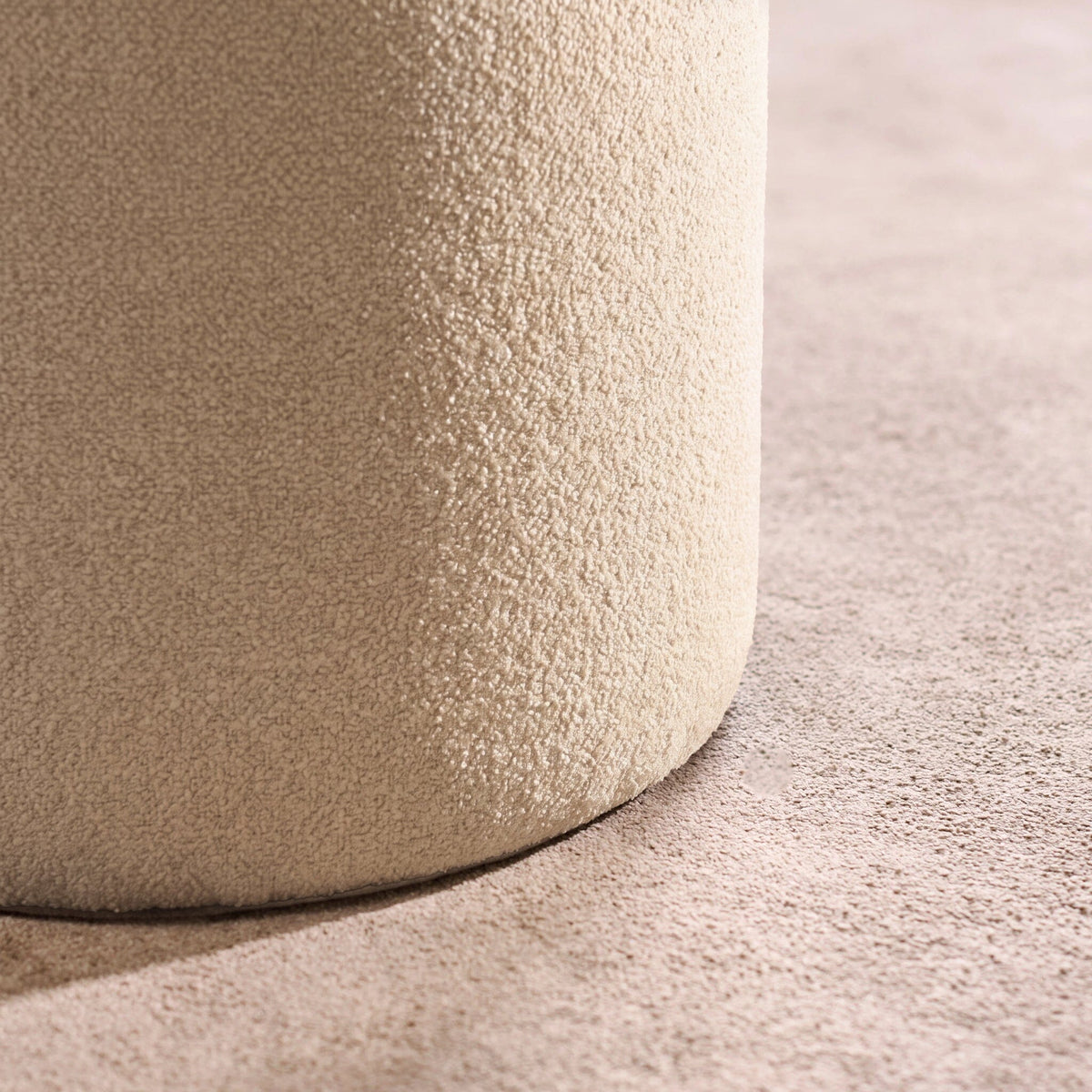 Abigail Storage Pouffe/Footstool - Light Beige Boucle - Laura James 
