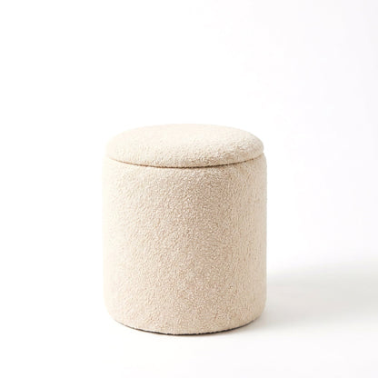 Abigail Storage Pouffe/Footstool - Light Beige Boucle - Laura James 