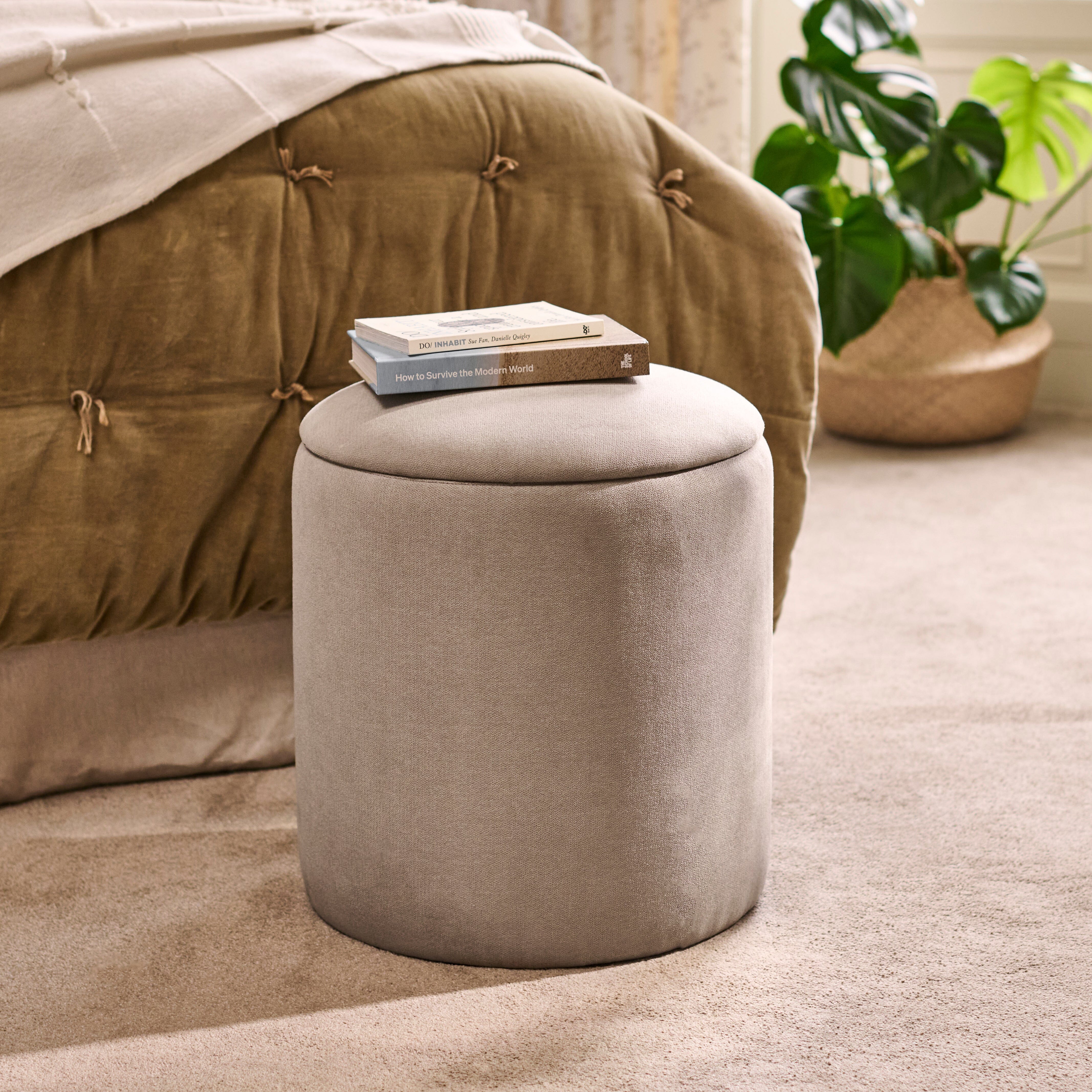 Abigail Storage Pouffe/Footstool - Soft Beige - Laura James