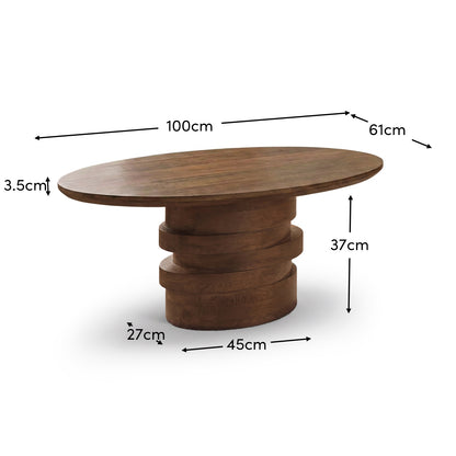 Adam 100cm Oval Almond Brown Coffee Table - Laura James 