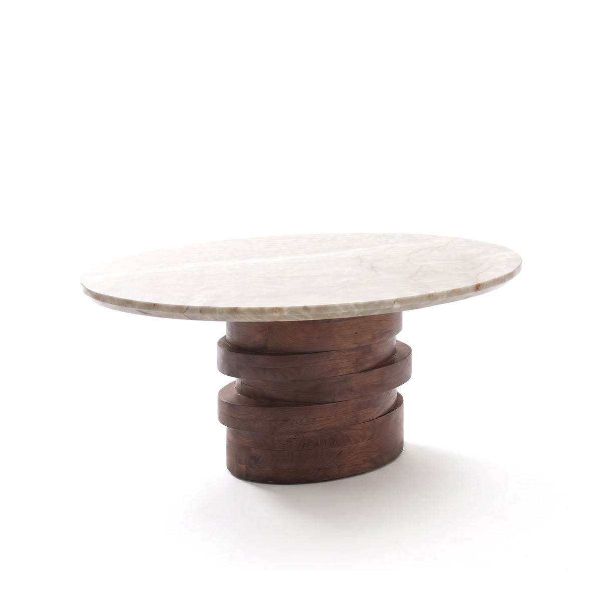 Adam 100cm Oval Almond Brown & Lady Grey Marble Coffee Table - Laura James 