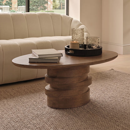 Adam 100cm Oval Almond Brown Coffee Table - Laura James 