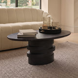 Adam 100cm Oval Jet Black Mango Wood & Black Marble Coffee Table - Laura James 