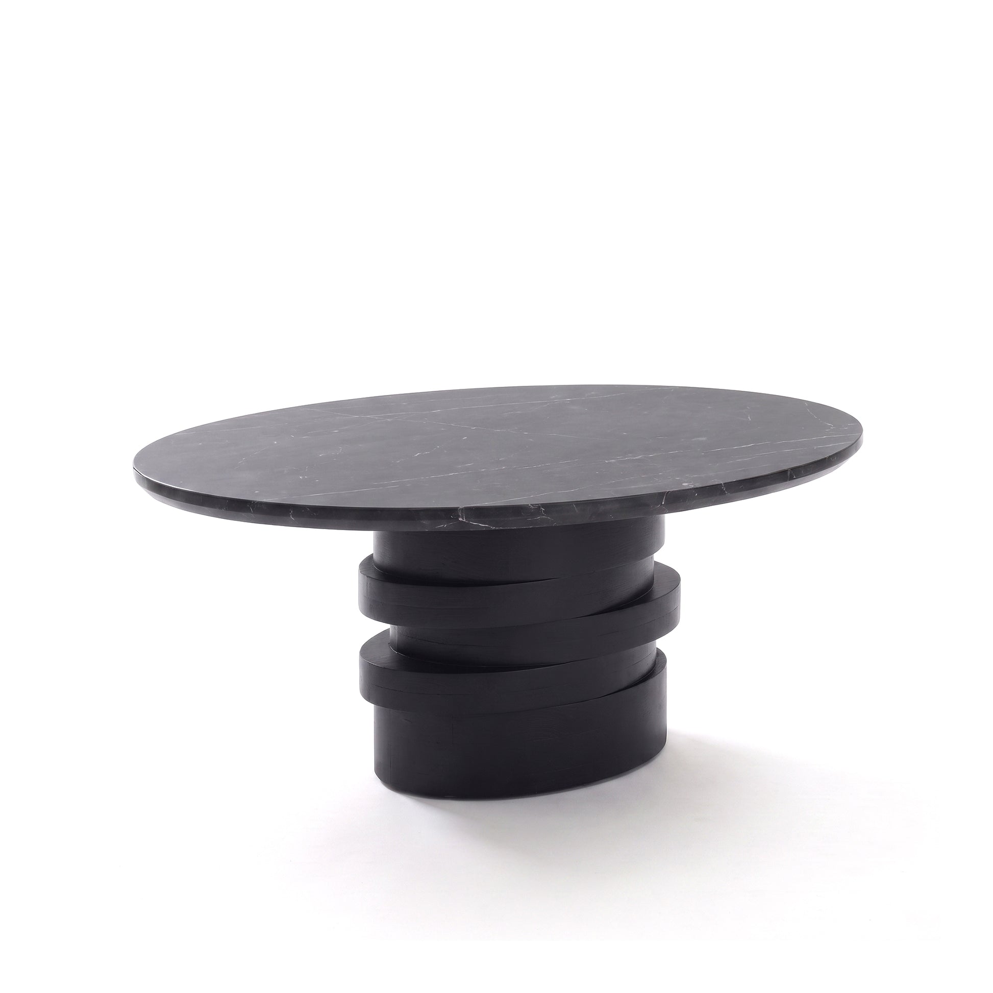 Adam 100cm Oval Jet Black Mango Wood & Black Marble Coffee Table - Laura James 