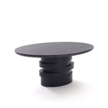 Adam 100cm Oval Jet Black Mango Wood & Black Marble Coffee Table - Laura James 