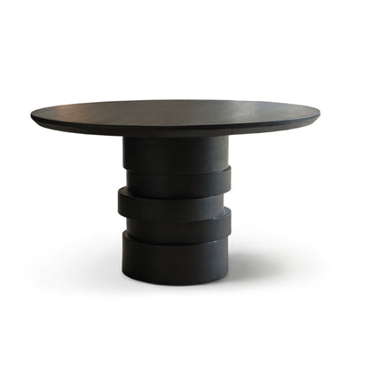 Adam Jet Black Mango Wood Round Dining Table - Laura James 