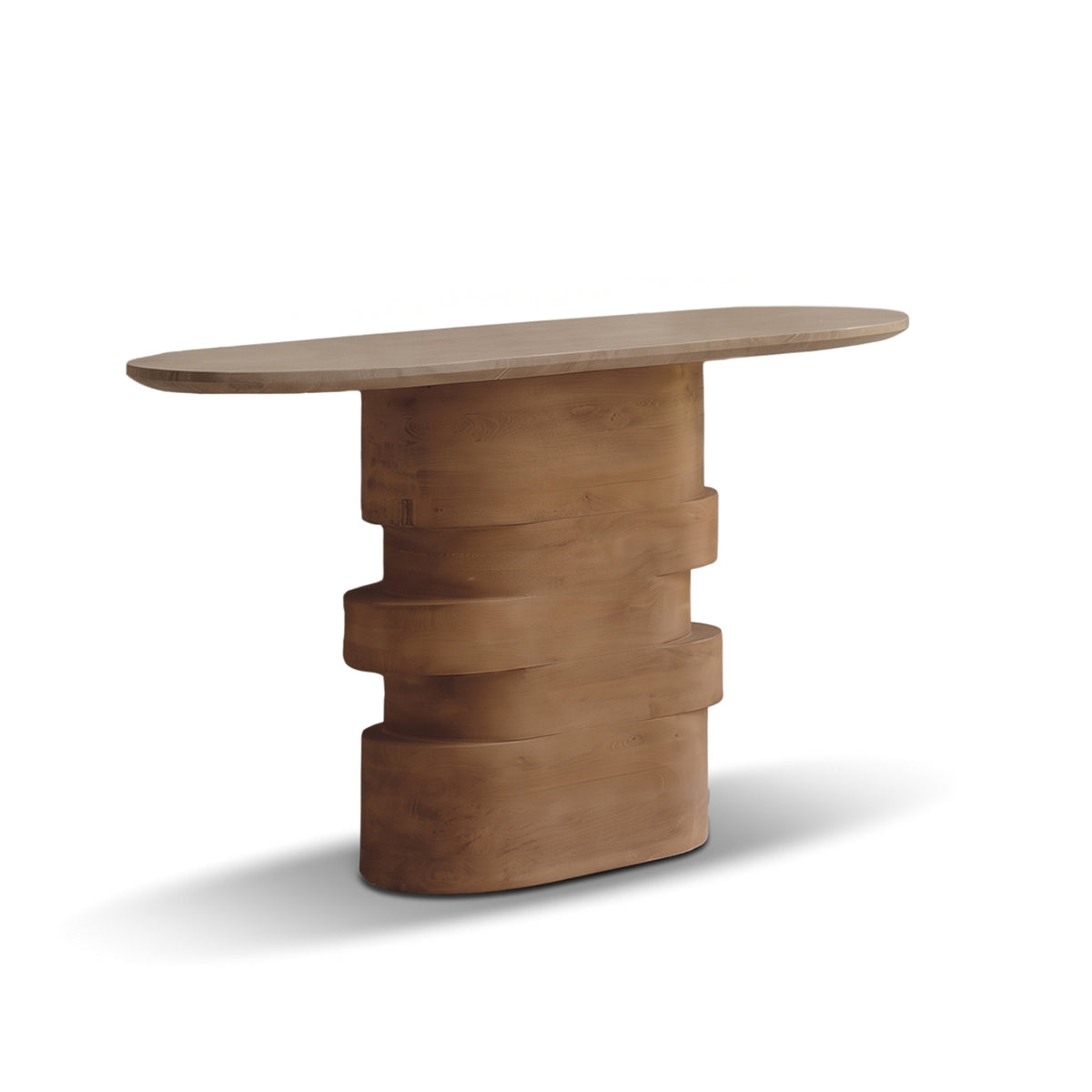 Adam 140cm Almond Brown & Lady Grey Marble Oval Console Table - Laura James 