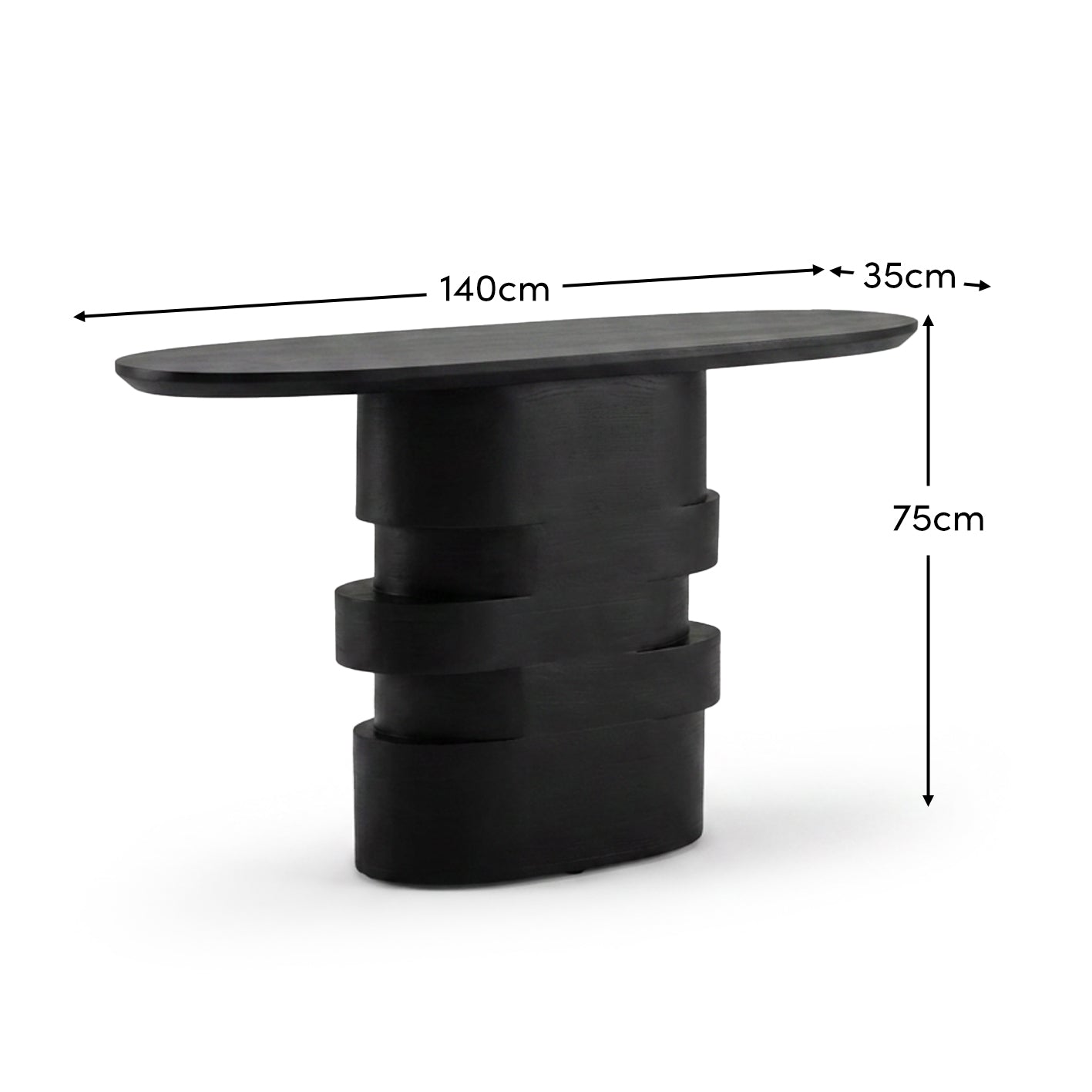 Adam 140cm Jet Black Oval Console Table - Laura James 