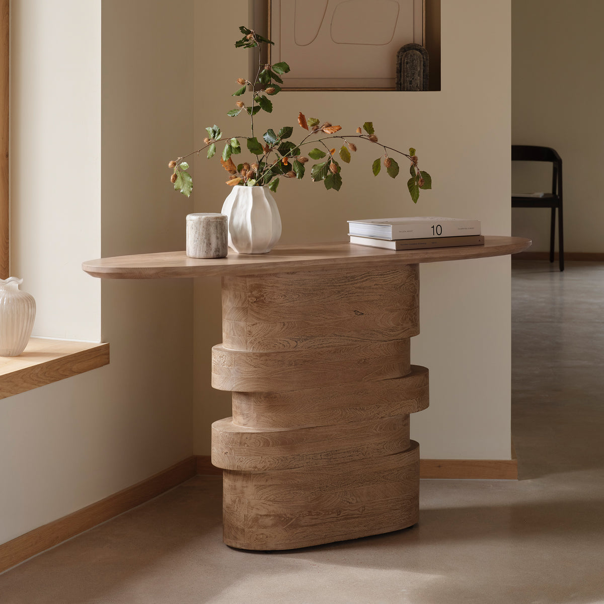 Adam 140cm Almond Brown Oval Console Table