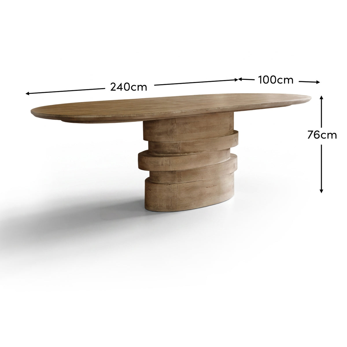Adam 240cm Almond Brown Oval Dining Table - Laura James 