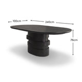 Adam 240cm Jet Black Mango Wood Oval Dining Table - Laura James 