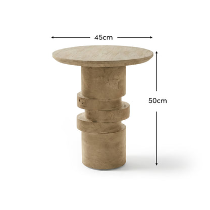 Adam 45cm Almond Brown Round Side Table - Laura James 