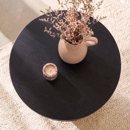 Adam 45cm Jet Black Mango Wood Round Side Table