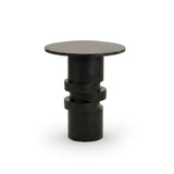 Adam 45cm Jet Black Mango Wood & Black Marble Round Side Table - Laura James 