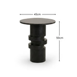 Adam 45cm Jet Black Mango Wood & Black Marble Round Side Table - Laura James 