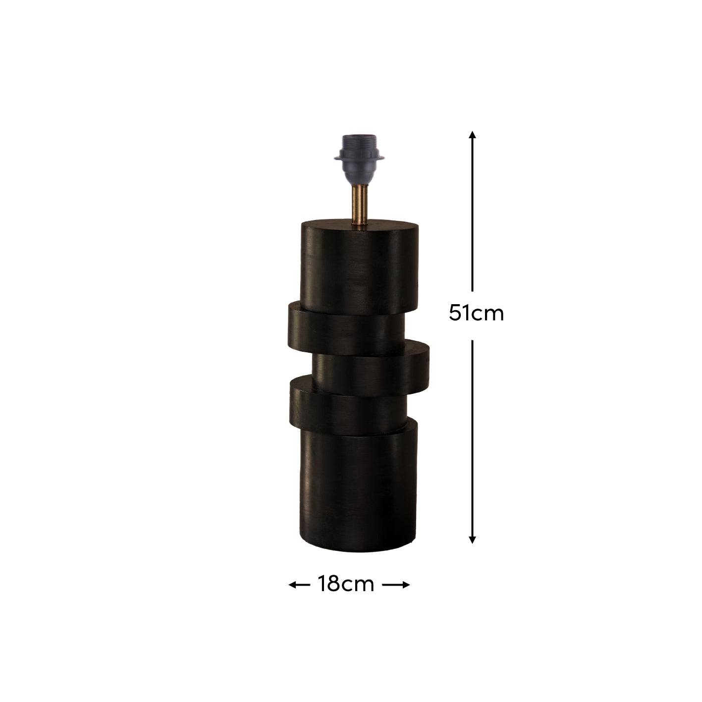 Adam 45cm Table Lamp Base - Jet Black Mango Wood - Laura James 
