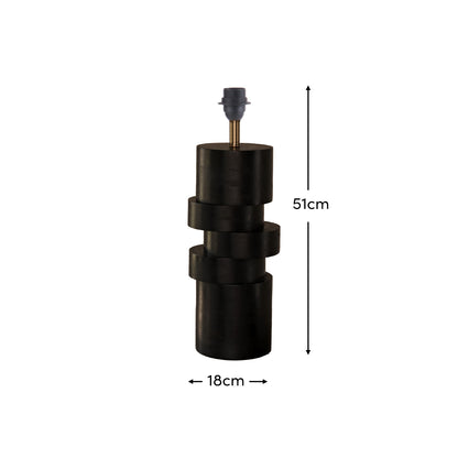 Adam 45cm Table Lamp Base - Jet Black Mango Wood - Laura James 