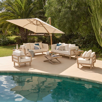 Akira 8 Seater Wooden Garden Sofa Set with Coffee and 2 Akira Side Tables - Laura James