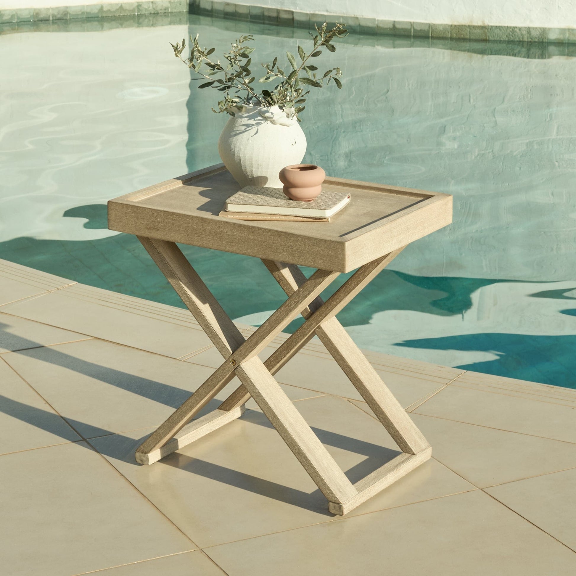 Akira Brushed Light Acacia Side Table - Laura James