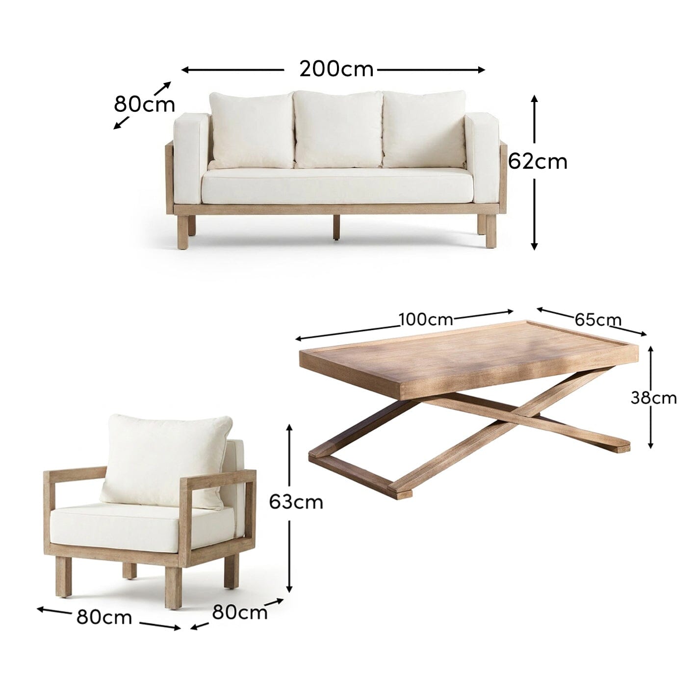 Akira 5 Seater Wooden Garden Set with Coffee Table – Laura James