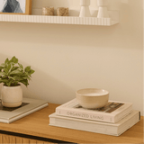 Alderney Three Wick 13cm Ceramic Candle - Oud Wood & Rose In Textured Clay - Laura James