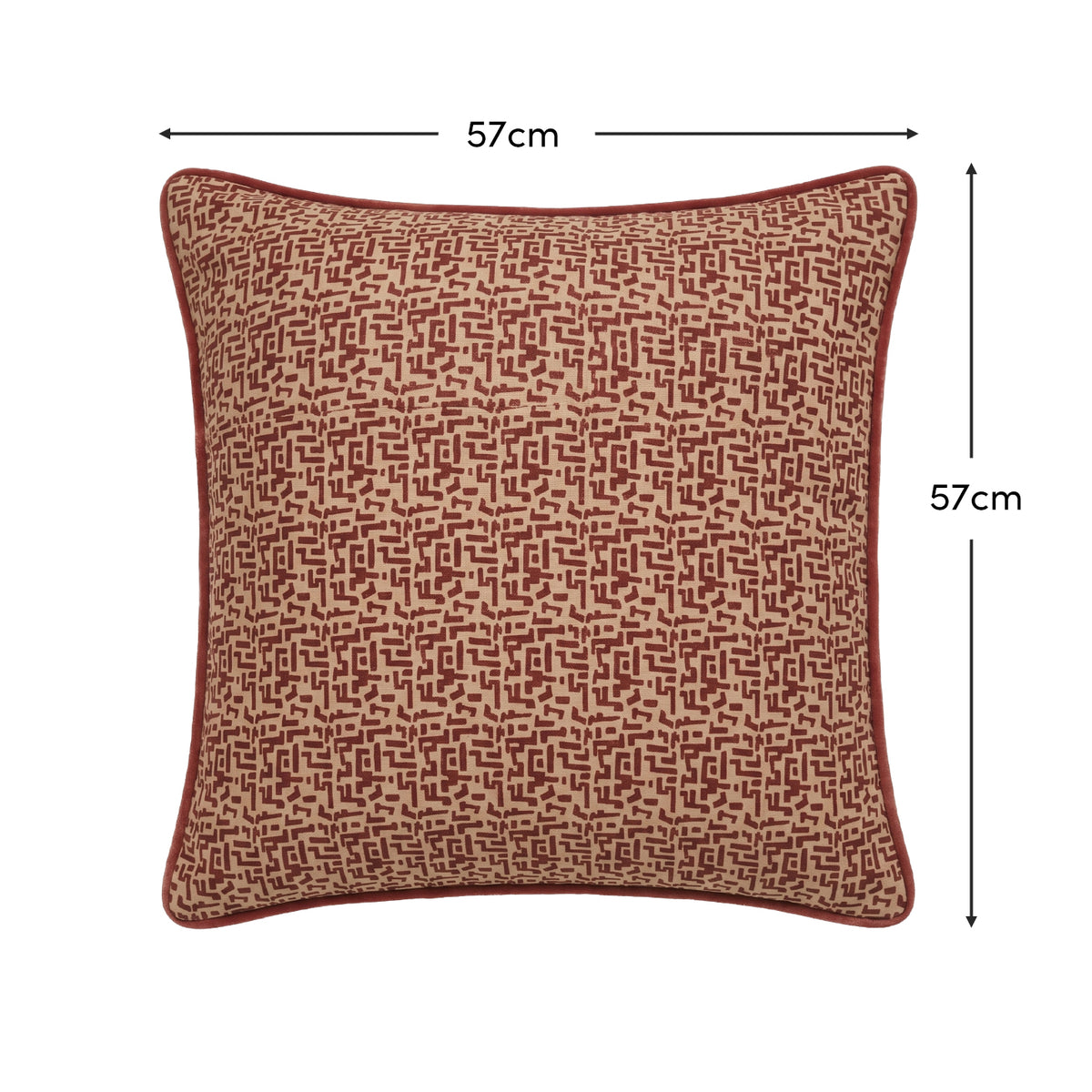 Aldeburgh 57x57cm Cushion Cover - Russet Red Abstract - Laura James 