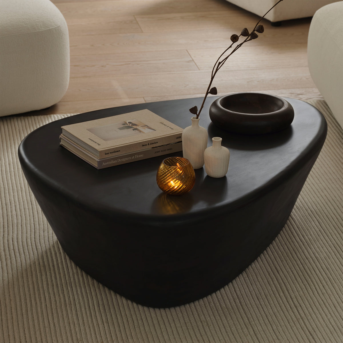 Alder 107cm Jet Black Mango Wood Freeform Coffee Table